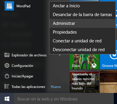 Administrar discos duros desde Windows 10