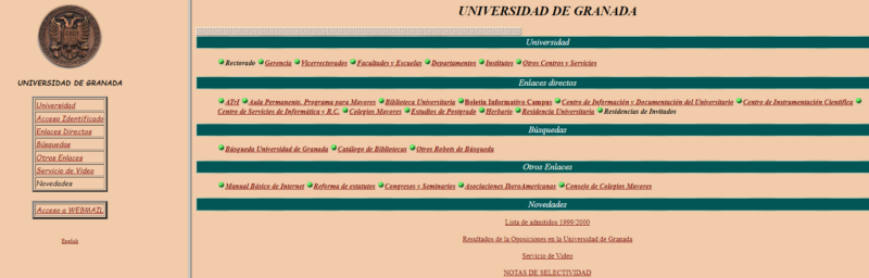 Web de la UGR en el curso 1999-00