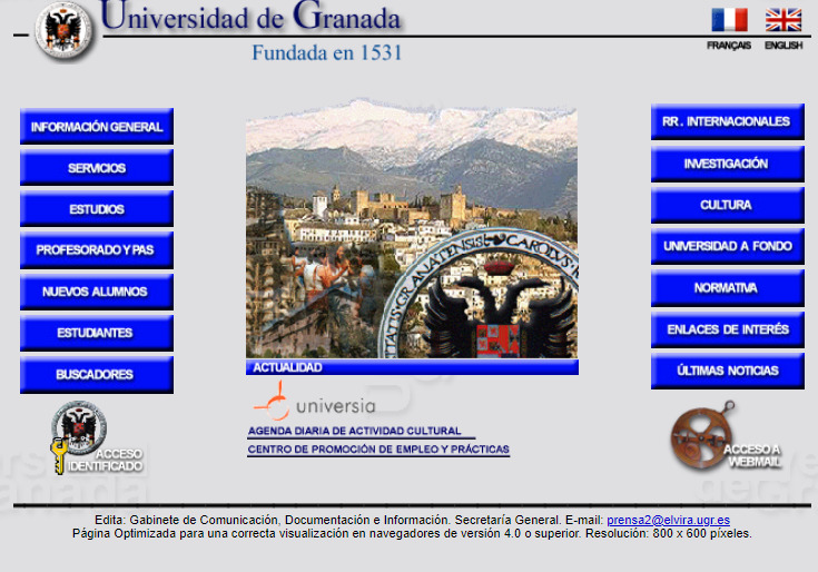 web de la UGR en el curso 2001-02