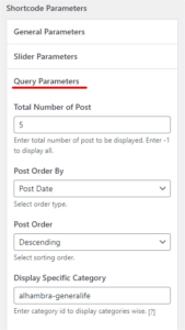 Query parámetros - Post Slider